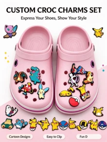 Funko 18pcs Pokemon Shoe Charms, Cute Anime Monster PVC Clogs Buckles, Pikachu Cartoon Shoe Decorations, DIY Clogs Accessories Kids Gift - Random Style - View 2