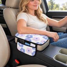 Cute Plush Flower Center Console Armrest Pad (Available In Two Versions: With Dual Storage Pockets Or Without Pockets); Keeps Hands Warm During Autumn And Winter, Protects The Armrest, Universal Fit For All Vehicle Models, Car Interior Accessory. - FSD - View 25