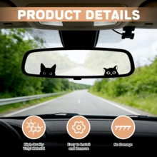 6pcs Black Hide And Seek Vanity Mirror Stickers, Vinyl Waterproof Car Window Decorative Decals, Suitable For Bottles, Skateboards, Motorcycles, Laptops (Hide And Seek) Car Rearview Mirror Decals - A - View 3