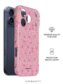 UMBAUTY 1pc Pink Candy Pattern Design Phone Case, Compatible With Phone 18 Pro Max, Apple 18/17/16/15/14/13/12/11 Pro Max/Plus/Mini 17e, Full Coverage High-Definition Printed Soft Shell, Raised Screen/Lens Protection, Unisex, Ideal Gift For Girlfriend On Halloween, Valentine's Day, Easter, Wedding Season And Birthday - Multicolor - View 2