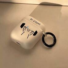 Minimalist Hand-Drawn Weightlifting Figure "BE STRONG" Earphone Case, Semi-Transparent Matte Texture With Black Round Ring Hook, Cute & Personalized, Suitable For Apple Protective Cover - Clear - View 7