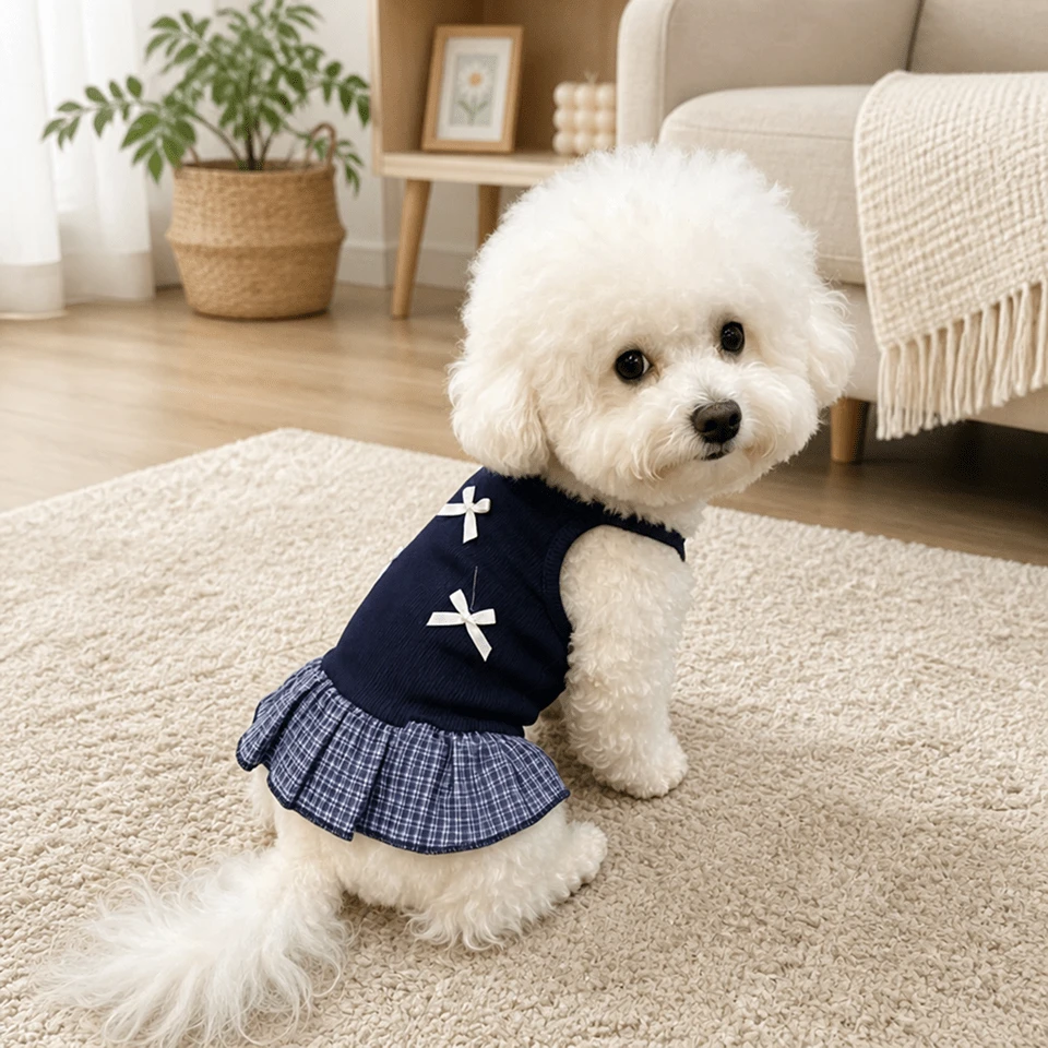 1pc Breathable Dog Tank Dress, Anti-Shedding Tank Top For Small Dogs And Cats, Dropshipping - Blue - View 1