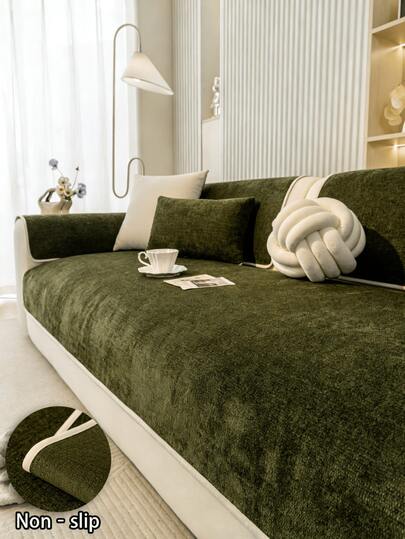 1 buah Sarung Sofa Chenille Mewah dan Tenang dengan Lis Putih, Pelindung Sofa Anti Selip dan Anti Gores yang Ramah Hewan Peliharaan, Tahan Noda dan Anti Serat, Sarung Sofa Tebal, Lembut, Dapat Dicuci dengan Mesin, Cocok untuk Sofa Bentuk L dan Sofa 1/2/3/4 Dudukan, Dekorasi Rumah Minimalis Modern Musim Gugur untuk Ruang Tamu dan Kamar Tidur