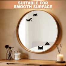 6pcs Black Hide And Seek Vanity Mirror Stickers, Vinyl Waterproof Car Window Decorative Decals, Suitable For Bottles, Skateboards, Motorcycles, Laptops (Hide And Seek) Car Rearview Mirror Decals - A - View 7