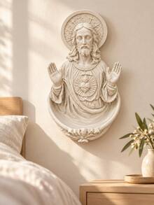 Christian Home Decor Sacred Heart Jesus Holy Water Font Wall Mounted Religious Home Blessing Decor For Entryway Living Room - Selected Items - View 5