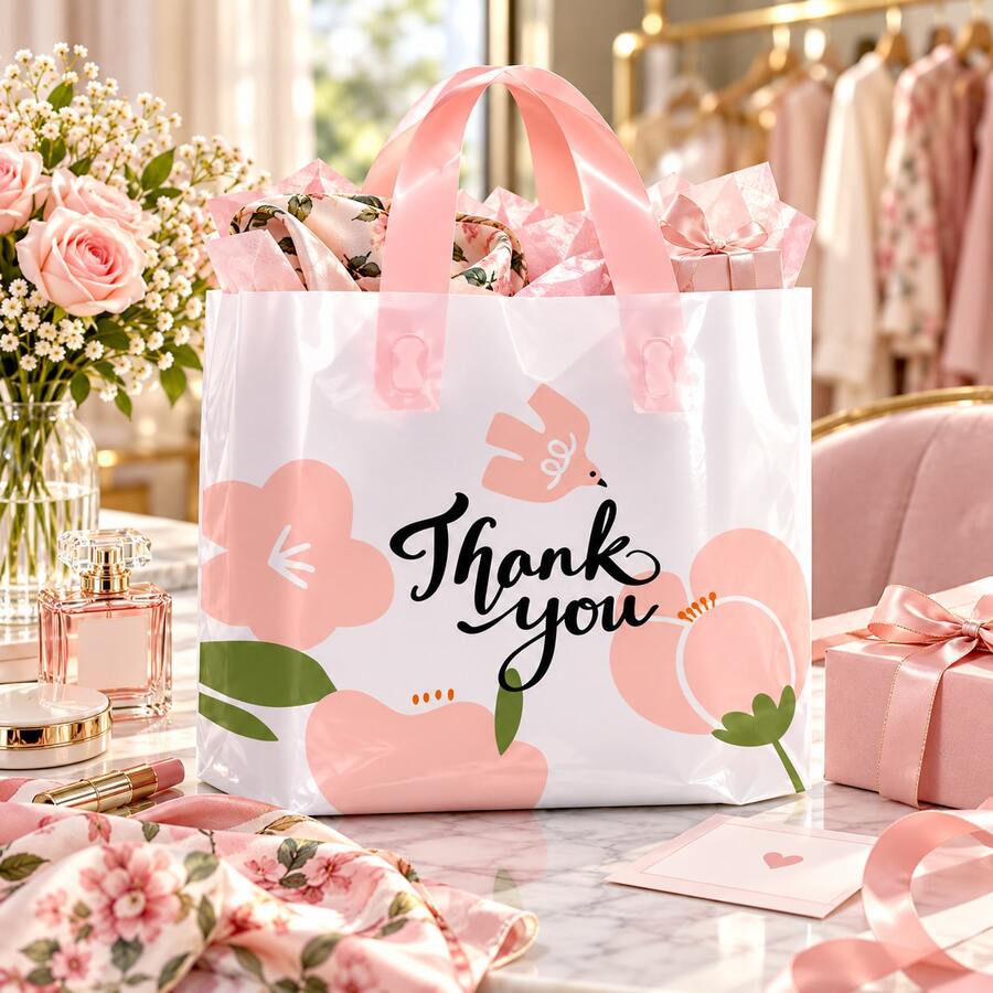 Fresh Flower Gift Bag (30*25cm) - Plastic Shopping Bag, Suitable For Shopping, Wedding, Birthday And Holiday - J-Multicolor - View 1