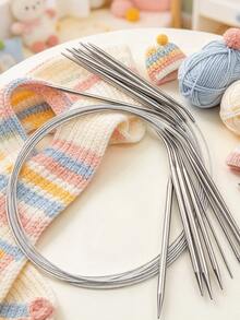80cm Stainless Steel Circular Knitting Needles, 9 Sizes From 2.0-6.0mm Available, Suitable For Knitting Sweaters, Scarves And Other Large Items, Practical Tool For Hand Knitting - Circular Sweater Needles - View 1