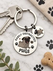 Pug Gifts For Pug Lovers Pug Keychain For Women Men Pugs Themed Gifts For Dog Mom Dad Funny Keychain - Multicolor - View 5