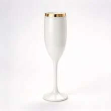 1/6/12pcs White Cups With Gold Rim Classic Stemmed Glasses, Various Quantities Available, Champagne And Cocktail Soft Acrylic Material, 5oz Ribbed Glassware Classic Cocktail Indoor And Outdoor, Suitable For Gatherings, Parties, Picnics, Evening Events - View 9