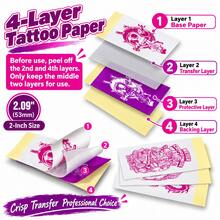 Mini Pink Tattoo Transfer Paper, Professional Plastic Sheets With HD Transfer Patterns, Suitable For C50 Printer, 20/40 Sheets, Small Compatible For Tattoo Artists, For Tattoo Studio Supplies - View 2