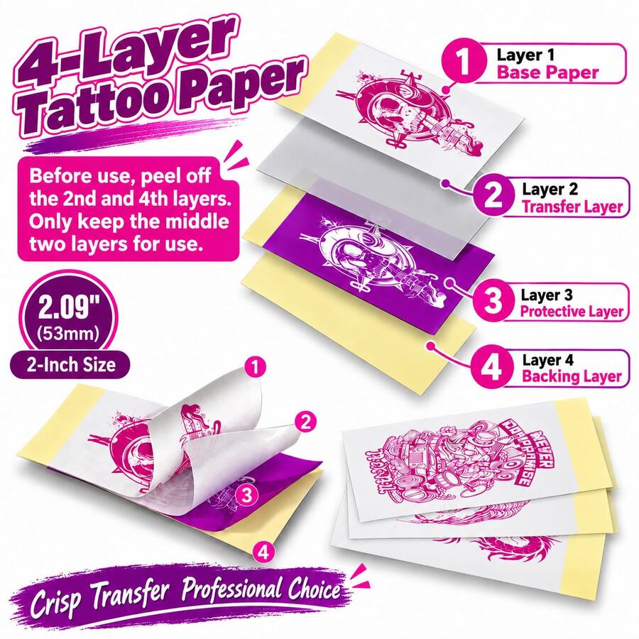 Mini Pink Tattoo Transfer Paper, Professional Plastic Sheets With HD Transfer Patterns, Suitable For C50 Printer, 20/40 Sheets, Small Compatible For Tattoo Artists, For Tattoo Studio Supplies