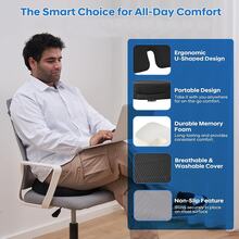 Premium Soft Thickened Sturdy Seat Cushion, Breathable Surface, Portable Rectangular Cushion For Office Chair, Home And Travel, Easy To Clean, Durable Indoor Decor Accessory For Home, Car And Indoor Resting - 1PC - View 6
