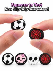 Jemdura Analog Joystick Caps For P4/P5, Xb-Ox And Switch Pro Controllers (2pcs) - Featuring Football, Skull And Spider Web Patterns, These Silicone Caps Are The Perfect Choice For Customizing Controllers And An Ideal Halloween Gift. - View 4