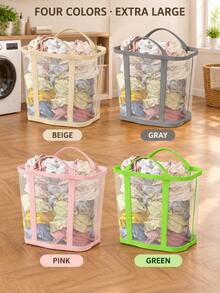 1pc Large Capacity Dirty Laundry Basket, Household Bathroom Clothes Organizer, Wall-Mounted Foldable Laundry Storage Bin - Multicolor - View 1