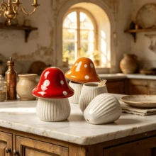 Creative Ceramic Original Mushroom With Lid Dust-Proof Personalized Toothpick Holder Restaurant Toothpick Can Floss Box Cute Storage Jar - View 3
