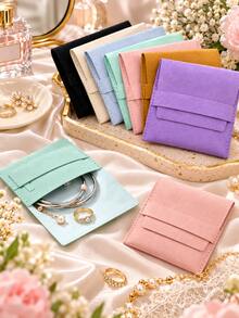 5pcs Microfiber Anti-Oxidation Jewelry Storage Boxes, Multi-Function Zipper Storage Bags For Bracelets, Necklaces, Earrings, Jewelry, Small Gifts, Accessories, Party Favors And School Supplies - Multicolor - View 1