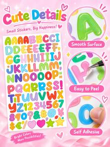 15 Sheets Colorful Alphabet & Number Stickers, Self-Adhesive Bubble Letter & Symbol Stickers For DIY Scrapbooking, Journaling, Cards, Gifts & Everyday Decor - one-size - View 6