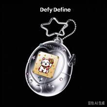 Pods Earphone Protective Case, Waving Lucky Cat Limited Edition, 3D Lenticular Mirror Metal Shell, Pearl Chain, Anti-Drop, DIY Rhinestone Sticker, Pendant Accessory - View 1