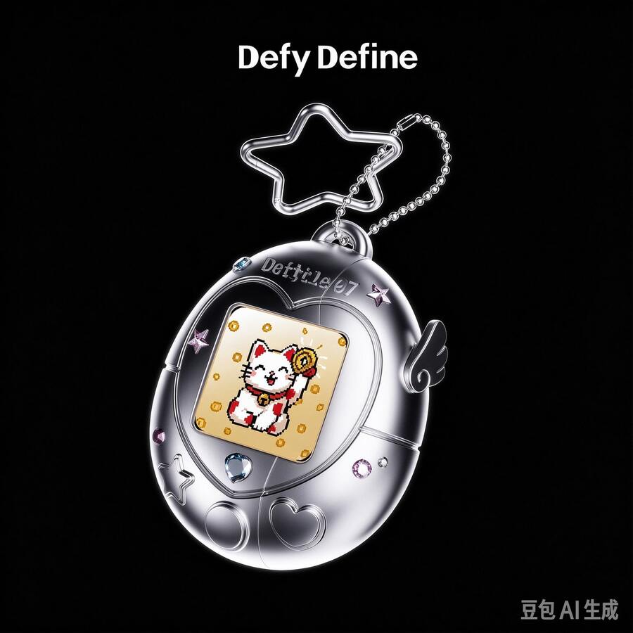 Pods Earphone Protective Case, Waving Lucky Cat Limited Edition, 3D Lenticular Mirror Metal Shell, Pearl Chain, Anti-Drop, DIY Rhinestone Sticker, Pendant Accessory - View 1