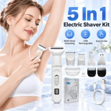 5-In-1 Electric Hair Clipper Multi-Function Women's Shaver, Suitable For Body/Face/Nose/Eyebrow/Leg/Underarm, USB Rechargeable, 600mAh Battery - White - View 2
