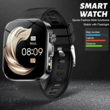Upgraded LED Light - Flashlight Function, Fashion Sports Smart Watch, Women's Watch, Wireless Calling, Music Control, Remote Camera, Message Notification, Stopwatch, Distance Tracking, Multiple Sports Modes, Men's Watch, Suitable As Holiday Gift - View 2