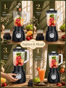 SOKANY Multifunctional Juicer, Blender, Grinder, Meat Grinder, With Grinding Cup, Multifunctional, Stainless Steel Blades, Fast Juicing, Meat Grinding, Juicing, Coffee Grinding, 1.6L Large Capacity, 2-Speed Adjustable, Easy To Clean And Store, Suitable For Home Use. - Black - View 6