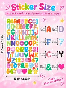 15 Sheets Colorful Alphabet & Number Stickers, Self-Adhesive Bubble Letter & Symbol Stickers For DIY Scrapbooking, Journaling, Cards, Gifts & Everyday Decor - one-size - View 2