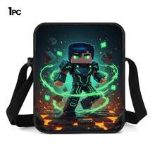 Green Light Armor Pixel Warrior Lava Block Print 3 Pieces Set, Large Capacity Backpack + Crossbody Bag + Pencil Case, Adjustable Breathable Shoulder Straps, Gaming Pixel Style Theme For Daily Commute And Storage - Printed Bag - View 11