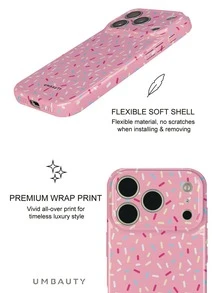 UMBAUTY 1pc Pink Candy Pattern Design Phone Case, Compatible With Phone 18 Pro Max, Apple 18/17/16/15/14/13/12/11 Pro Max/Plus/Mini 17e, Full Coverage High-Definition Printed Soft Shell, Raised Screen/Lens Protection, Unisex, Ideal Gift For Girlfriend On Halloween, Valentine's Day, Easter, Wedding Season And Birthday - Multicolor - View 5
