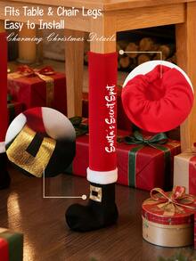 Personalized Christmas Santa Boots Table & Chair Leg Covers, Customized Santa Socks Table & Chair Leg Covers, Novel Christmas Holiday Restaurant & Home Decor, Creative Christmas Party Fun Gift For Family & Friends, Holiday Party Favor, Winter Holiday Gift - Multicolor - View 7