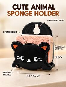 Kitchen Sponge Holder - Cute Animal Shaped Multi-Functional Soap Storage Rack (Includes Suction Cup Hook), Cute Cartoon Design, Combines Soap Holder, Draining Rack, Dishcloth And Sponge Storage In One, Kitchen Organization Essential, Bathroom Practical Accessory - Multicolor - View 5