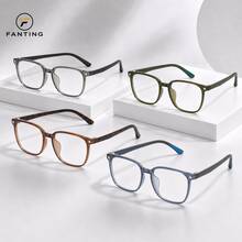 FANTING Women Glasses Men Glasses Clear Lens Square Rectangle Translucent Grey TR90 Black Temple - TR8006 - View 3