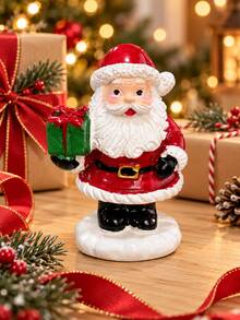1pc Cute Christmas Santa Claus Figurine, Festive Santa Tabletop Ornament With Tree Gift Candy Cane Or Wreath, Holiday Decor For Mantel Shelf Fireplace Living Room Desk & Entryway - 1PC - View 7