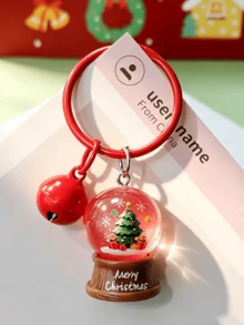 Christmas Crystal Ball Keychain, Holiday Bag Charm Pendant, Decorative Bell, Santa Claus, Reindeer And Christmas Tree Patterns - Multicolor - View 6