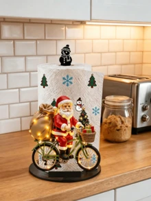 1pc Christmas Decorative Kitchen Paper Towel Holder, Desktop Roll Holder With Display And Storage Function, Fun Circular Santa Claus Design, Suitable For Kitchen, Bathroom, Living Room And Dining Room, As Decorative Ornament To Create Warm Christmas Atmosphere (No Lights), Kitchen Utensils, Arabic Coffee Cup, Kitchen Decor, Kitchen Accessories, Kitchen Supplies, Home Accessories, Kitchen Storage Supplies, Holiday Essentials, Kitchen Essentials, Kitchen Decor And Accessories, Home Essentials, College Essentials, 2026 Christmas Decorations - Multicolor - View 6