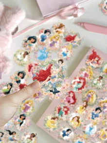 50Pcs Official Disney Stickers, Transparent PET, Classic Princess Patterns. Suitable For Stationery, Phone Cases, Water Bottles, Luggage, Scrapbooks, Skateboards, Notebooks. Great For DIY Decor & Birthday Gifts. - Multicolor - View 6
