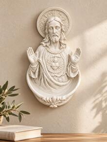 Christian Home Decor Sacred Heart Jesus Holy Water Font Wall Mounted Religious Home Blessing Decor For Entryway Living Room - Selected Items - View 1