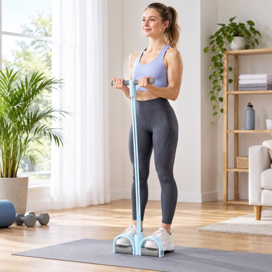 Multifunction Pedal Resistance Band, Elastic Pull Rope Fitness, Full-Body Workout At Home Gym, Exercise Sit-Up, Yoga, Abdominal Training - Blue - View 1