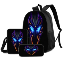 Mecha Element Print Student 3 Pieces Set School Backpack, Crossbody Bag, Pencil Case, Boys Large Capacity Compartment Backpack, Back To School Storage Bag For School Supplies, Travel Storage Bag, For Back To School, Classes, Outdoor Sports, Back To School Season - 3-piece Set - View 1