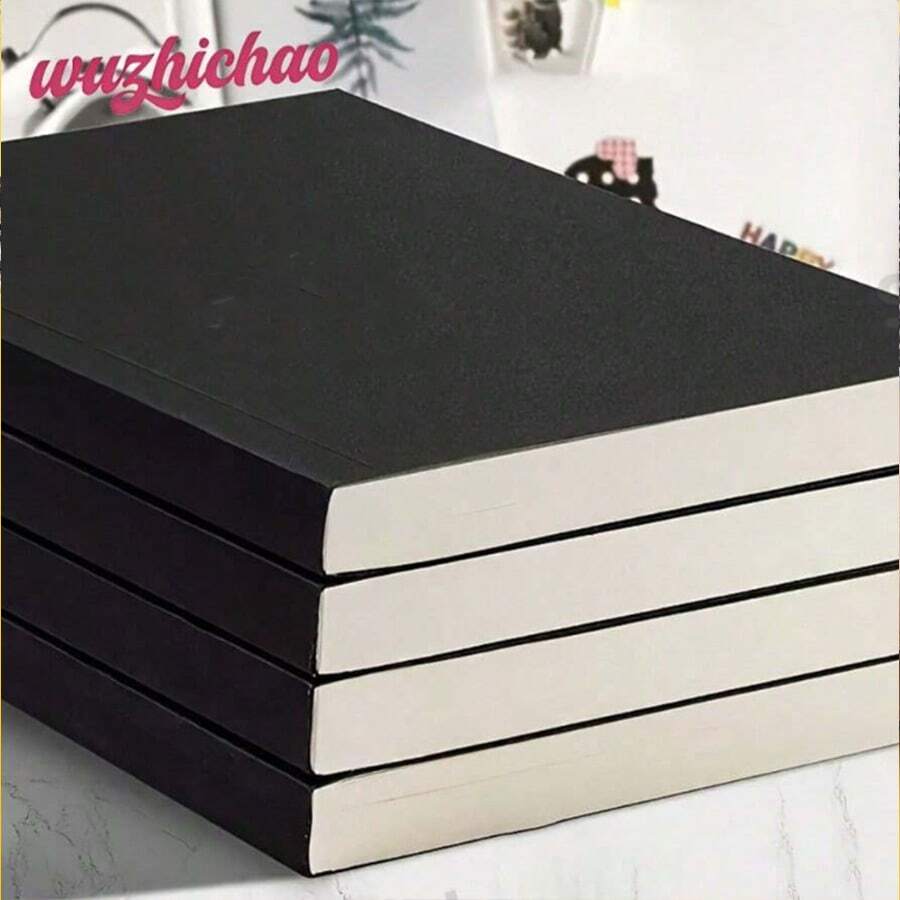 Buku Catatan Tebal A5 Gaya Vintage 256 Halaman, Sampul Kulit Imitasi Mengkilap, Cocok untuk Menggambar dan Mencoret-coret, Perlengkapan Kantor, Perlengkapan Belajar - A - View 1
