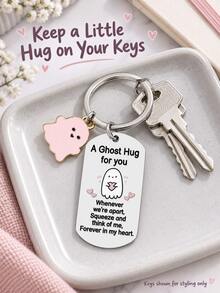 Cute Ghost Keychain, Pink Heart Message Metal Bag Charm, Suitable For Handbags And Backpacks, Ghost Hug Gift, Halloween Gift, Christmas Stocking Filler - Multicolor - View 6