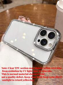 Luxury Shiny Rhinestone Glitter Shockproof Basic Phone Case Compatible With Iphone 18 Pro Max17/16 15 14 Plus 13 12 11 Pro Max/6D Electroplated Periphery Back Cover Great Spring Birthday Anniversary Gift - Clear - View 6