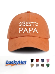 「BEST PAPA」字母圖案印花棒球帽，復古水洗黑款爸爸帽，父親節與祖父禮物首選 - 爸爸 - 查看 14