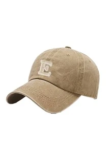 1pc Washed Baseball Cap, A-Z Letter, Classic Retro Dad Hat,Soft Sweatband,Adjustable Size,Lightweight Sun Protection,For Outdoor, Daily Autumn Outfits - Khaki - View 7