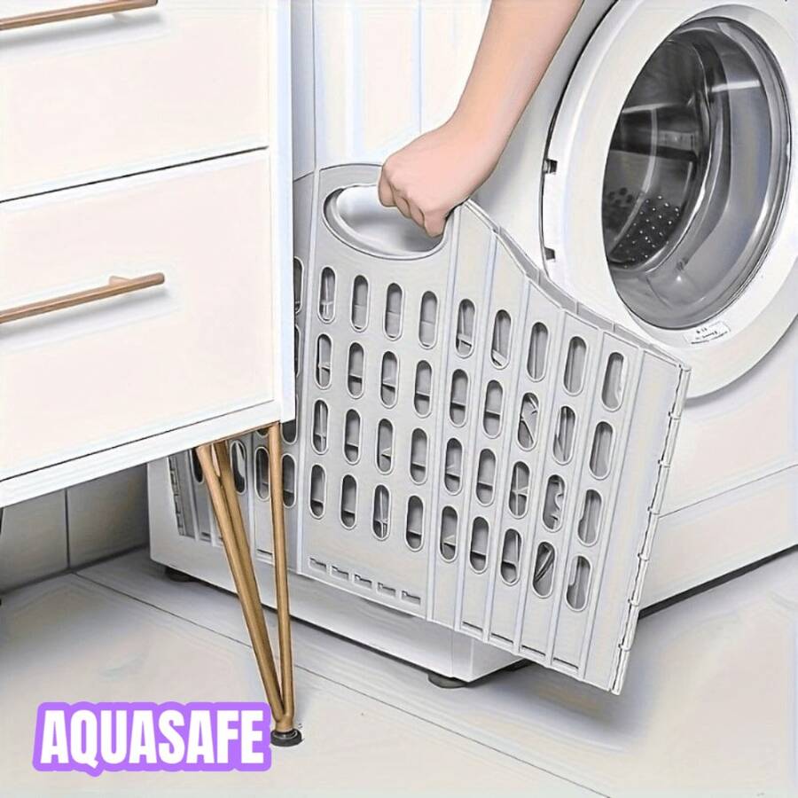1pc Foldable Wall-Mounted Laundry Basket, Space-Saving Multi-Compartment Collapsible Clothes Storage Bin With Lid, Durable Polypropylene Rectangular Organizer Box For Home Bathroom Laundry Room, White