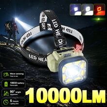High Brightness Motion Sensor LED Headlight, Type-C Rechargeable, Switchable Headlight & Bicycle Light, COB White Light & Red Warning Light, Suitable For Cycling, Camping, Hiking, Fishing - Headlamp - View 2