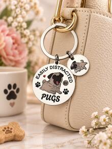 Pug Gifts For Pug Lovers Pug Keychain For Women Men Pugs Themed Gifts For Dog Mom Dad Funny Keychain - Multicolor - View 4