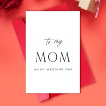 2pcs Elegant Wedding Day Card Set, To My Mom & To My Dad On My Wedding Day, Minimalist Script Greeting Cards, Bridal Thank You Gift For Parents, Wedding Ceremony Keepsake, Simple White Card For Bride To Give Parents - A - View 8