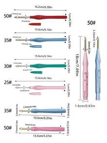Plastic Handle Punch Needle Set, Fixed And 4-Level Adjustable Styles, 25#-50# Multiple Needle Diameters Available, Suitable For Different Thread Thicknesses, Compatible With Punch Embroidery And Stump Embroidery, Practical Punch Embroidery Accessory - Puncture Needle - View 8