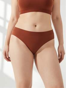 Rosiemei 3pcs Plus Size Women's Thong Panties, Comfortable Elastic Breathable Seamless Underwear, Sports Panties, Simple Solid Color - Multicolor - View 3
